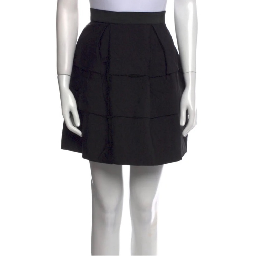 3.1 Phillip Lim | Black Wool Mohair Tiered Mini Skirt Designer - Size 10
